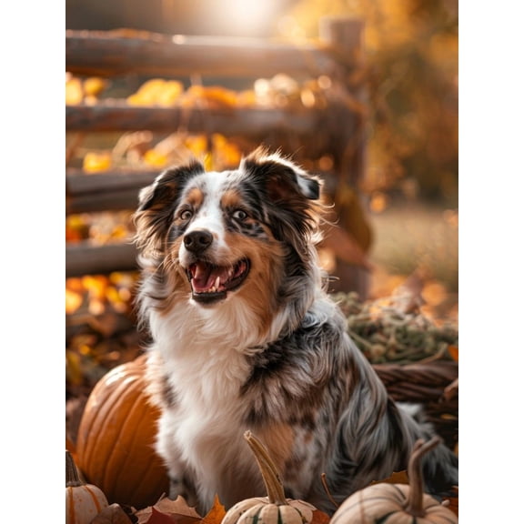 Paint by Numbers Adult DIY Hand Painted Autumn Pumpkin Dog Oil Painting Canvas Kits with Brush and Acrylic Gifts and Home Decoration Without Frame 40 x 50 cm