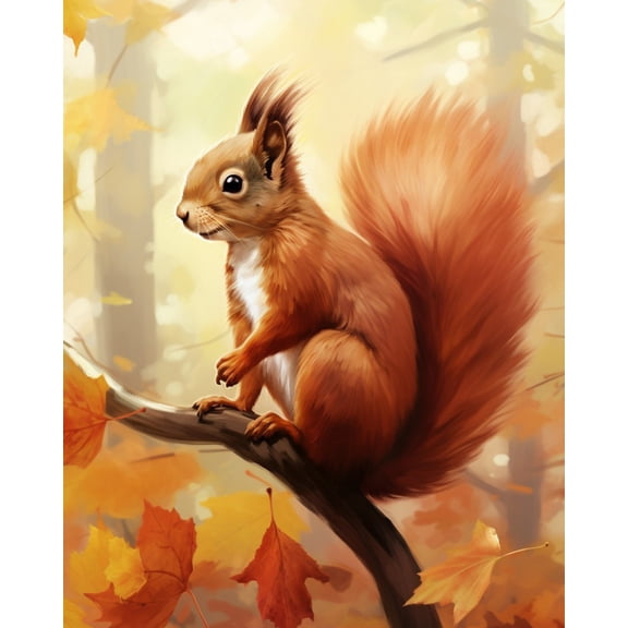 Paint by Numbers Adult DIY Hand Painted Autumn squirrels (2) Oil Painting Canvas Kits with Brush and Acrylic Gifts and Home Decoration Without Frame 40 x 50 cm