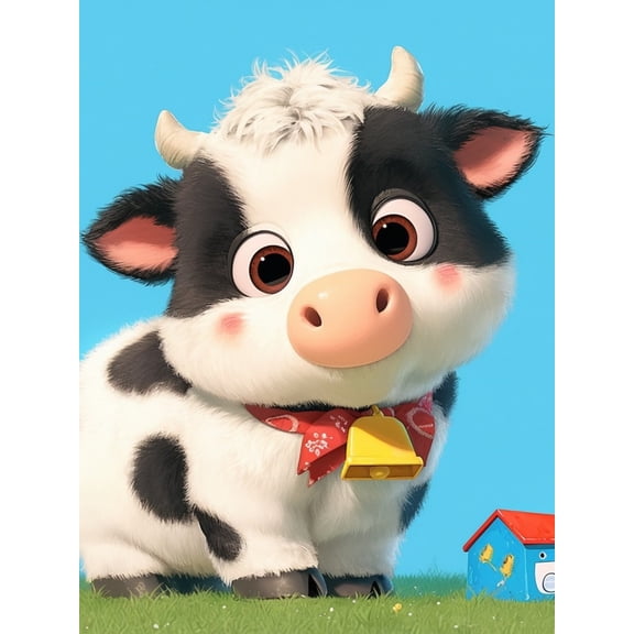 Paint by Numbers Adult DIY Hand Painted Cartoon cute cow Oil Painting Canvas Kits with Brush and Acrylic Gifts and Home Decoration Without Frame 40 x 50 cm