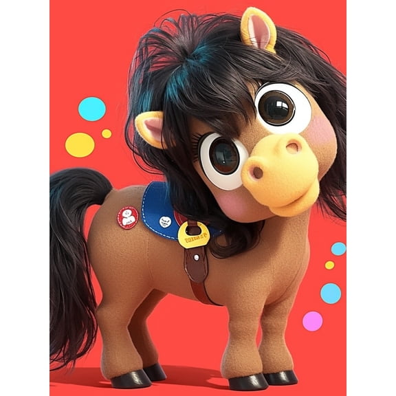 Paint by Numbers Adult DIY Hand Painted Cartoon pony Oil Painting Canvas Kits with Brush and Acrylic Gifts and Home Decoration Without Frame 40 x 50 cm
