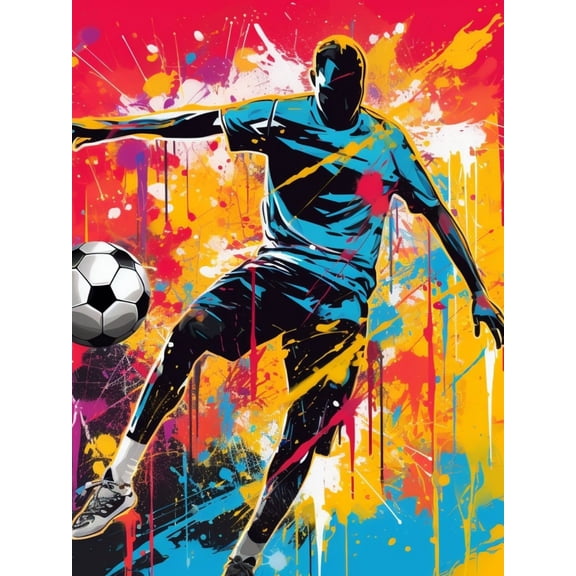 Paint by Numbers Adult DIY Hand Painted Colorful flying soccer ball Oil Painting Canvas Kits with Brush and Acrylic Gifts and Home Decoration Without Frame 40 x 50 cm