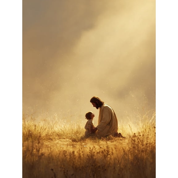 Paint by Numbers Adult DIY Hand Painted Jesus with a child Oil Painting Canvas Kits with Brush and Acrylic Gifts and Home Decoration Without Frame 40 x 50 cm