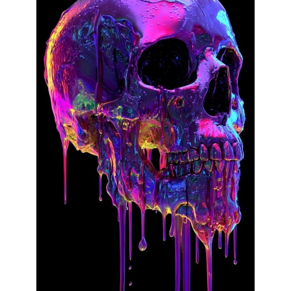 Paint by Numbers Adult DIY Hand Painted iridescent lava skull Oil Painting Canvas Kits with Brush and Acrylic Gifts and Home Decoration Without Frame 40 x 50 cm