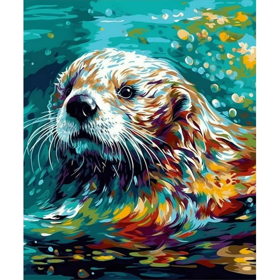 Paint by Numbers for Adults - Colorful Otter - Acrylic Easy Paint by Numbers for Adults Beginner DIY Painting by Numbers for Gift Home Wall Decor 16”W x 20”L-