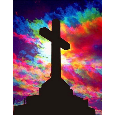Paint by Numbers for Adults - Colorful Sky Cross - Acrylic Easy Paint by Numbers for Adults Beginner DIY Painting by Numbers for Gift Home Wall Decor 16”W x 20”L-