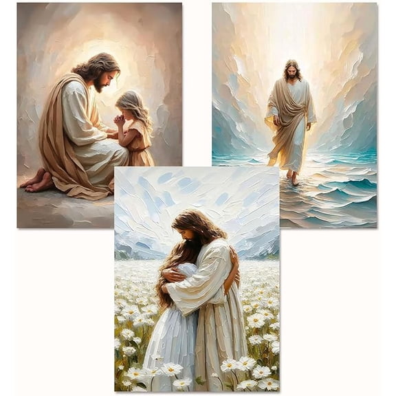 Paint by Numbers for Adults and Kids Beginner, 3 Pack Jesus Painting by Number Kits On Canvas, Number Artist Paint by Number Kit DIY Oil Painting Acrylic Paints, Home Wall Decor 12x16 Inch