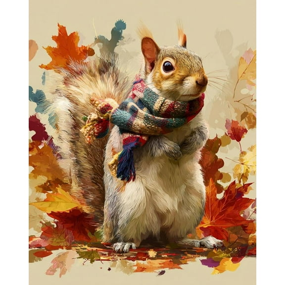 Paint by Numbers for Adults Kids Beginner Autumn Warm Fleece Squirrel DIY Acrylic Painting by Numbers Kits with Brushes Acrylic Pigment Home Decoration Gifts 16 x 20 inch
