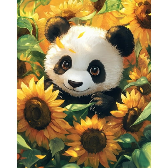 Paint by Numbers for Adults Kids Beginner Baby Panda in Sunflower Field DIY Acrylic Painting by Numbers Kits with Brushes Acrylic Pigment Home Decoration Gifts 16 x 20 inch