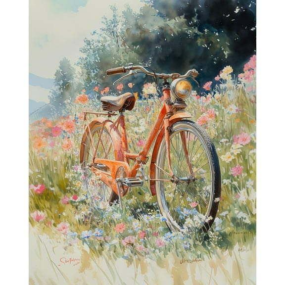 Paint by Numbers for Adults Kids Beginner Bicycle in the flower field DIY Acrylic Painting by Numbers Kits with Brushes Acrylic Pigment Home Decoration Gifts 16 x 20 inch