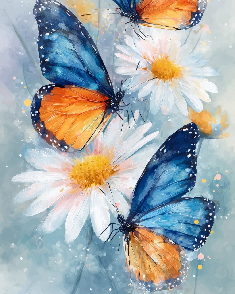 Paint by Numbers for Adults Kids Beginner Blue Butterfly on Daisy DIY ...
