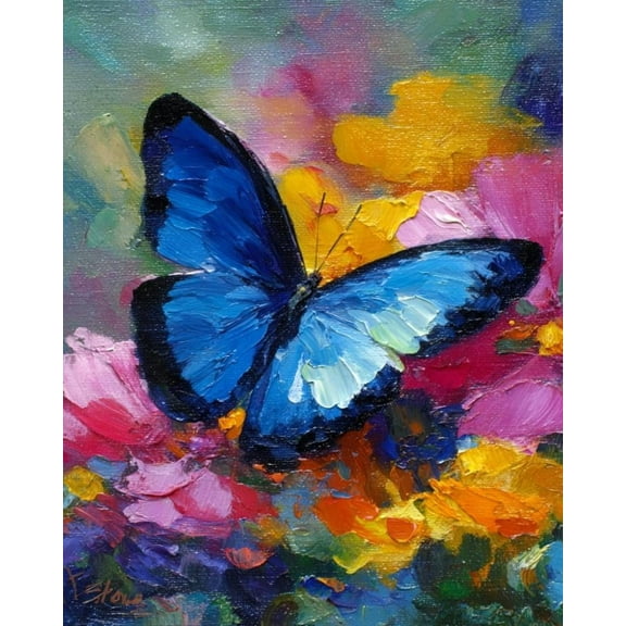 Paint by Numbers for Adults Kids Beginner Blue Butterfly Flower Language 1 DIY Acrylic Painting by Numbers Kits with Brushes Acrylic Pigment Home Decoration Gifts 16 x 20 inch