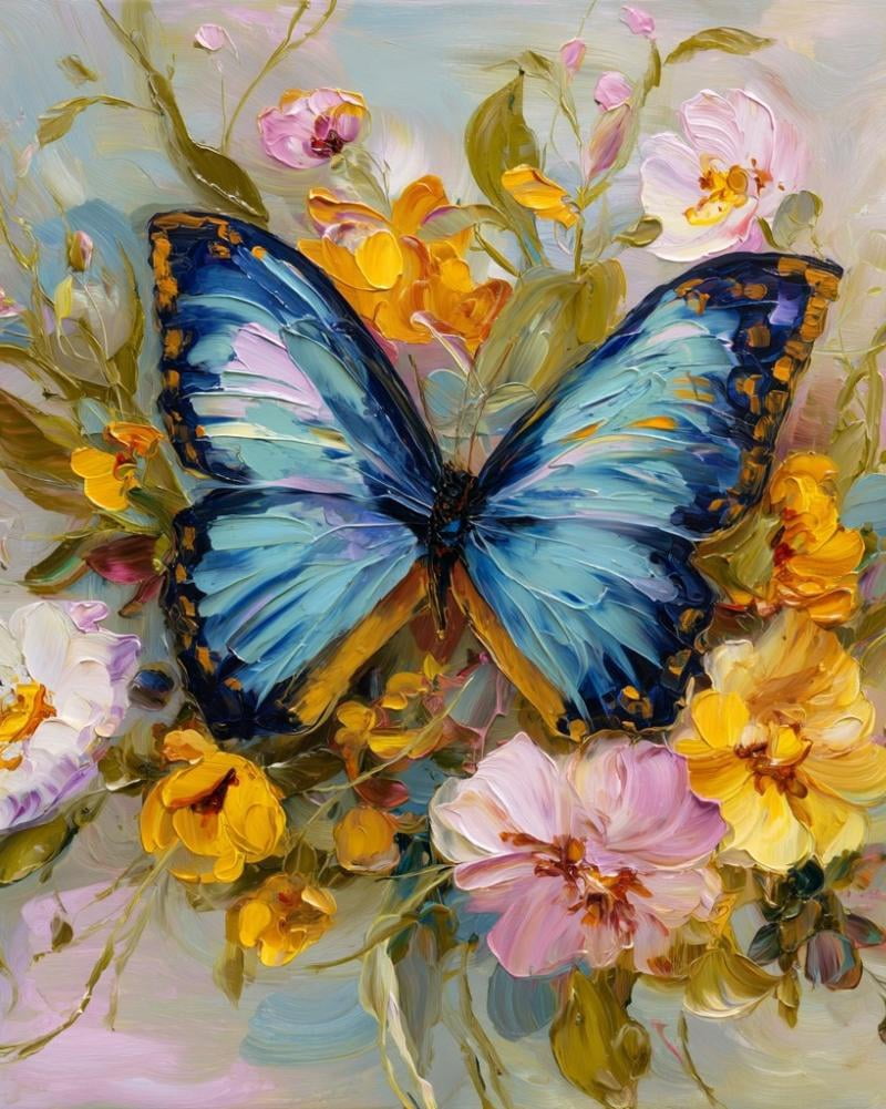 Paint by Numbers for Adults Kids Beginner Blue Butterfly Flower ...