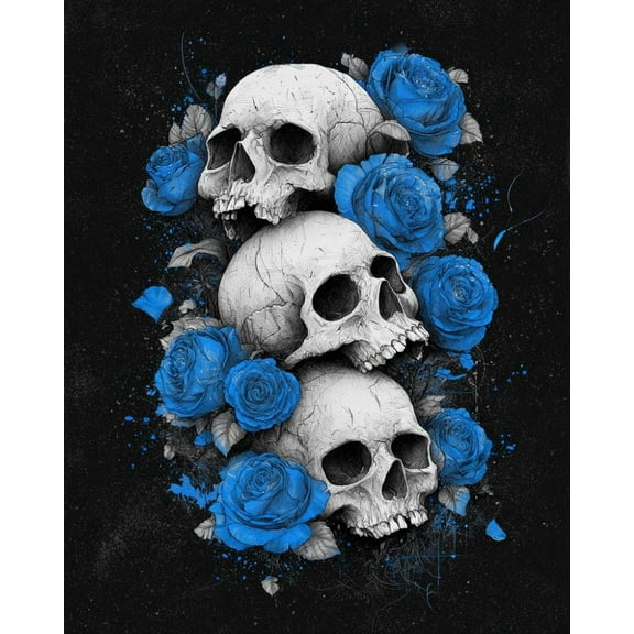 Paint by Numbers for Adults Kids Beginner Blue Rose Skull Tower DIY Acrylic Painting by Numbers Kits with Brushes Acrylic Pigment Home Decoration Gifts 16 x 20 inch