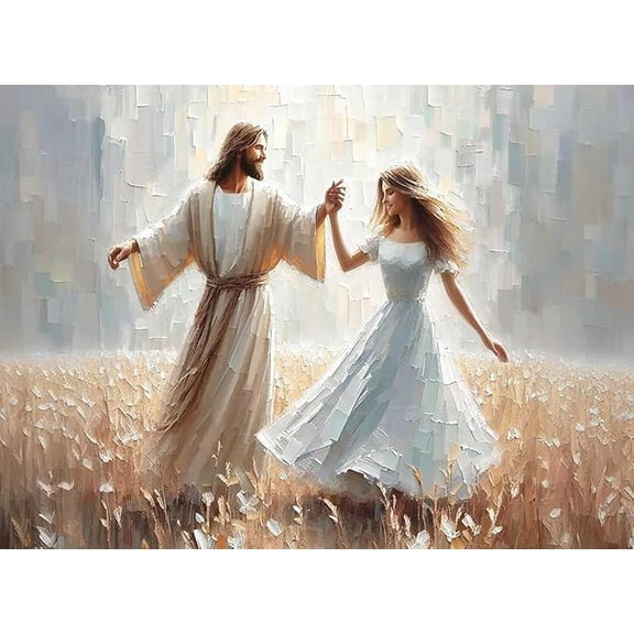Paint by Numbers for Adults and Kids Beginner Christian Dancing Together Jesus and Girl Dance On Canvas Number Artist Paint by Number Kit DIY Oil Acrylic Paints Home Wall Decor