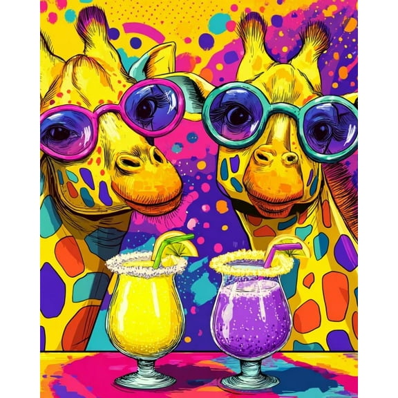Paint by Numbers for Adults Kids Beginner Colorful Giraffe Party DIY Acrylic Painting by Numbers Kits with Brushes Acrylic Pigment Home Decoration Gifts 16 x 20 inch