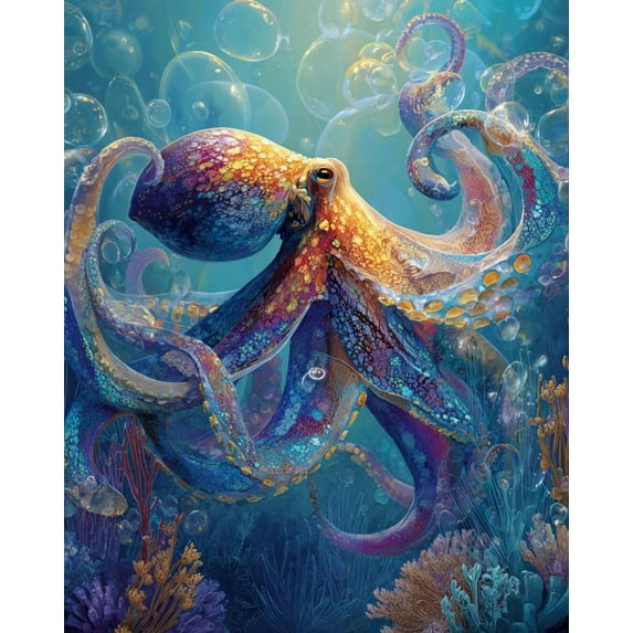 Paint by Numbers for Adults Kids Beginner Colorful Ink Deep Sea Octopus DIY Acrylic Painting by Numbers Kits with Brushes Acrylic Pigment Home Decoration Gifts 16 x 20 inch