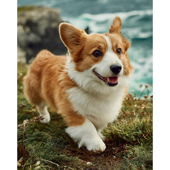 Paint by Numbers for Adults Kids Beginner Corgi on the Cliff 1 DIY Acrylic Painting by Numbers Kits with Brushes Acrylic Pigment Home Decoration Gifts 16 x 20 inch