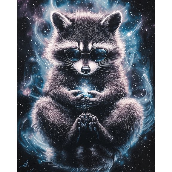 Paint by Numbers for Adults Kids Beginner Cosmic Raccoon Meditation DIY Acrylic Painting by Numbers Kits with Brushes Acrylic Pigment Home Decoration Gifts 16 x 20 inch