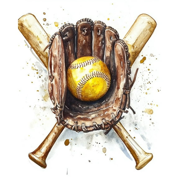 Paint by Numbers for Adults Kids Beginner Crossed Baseball Bats and Softball Glove DIY Acrylic Painting by Numbers Kits with Brushes Acrylic Pigment Home Decoration Gifts 16 x 20 inch