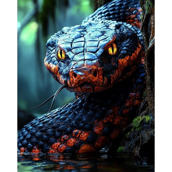 Paint by Numbers for Adults Kids Beginner Dark Night Fire Scaled Snake DIY Acrylic Painting by Numbers Kits with Brushes Acrylic Pigment Home Decoration Gifts 16 x 20 inch