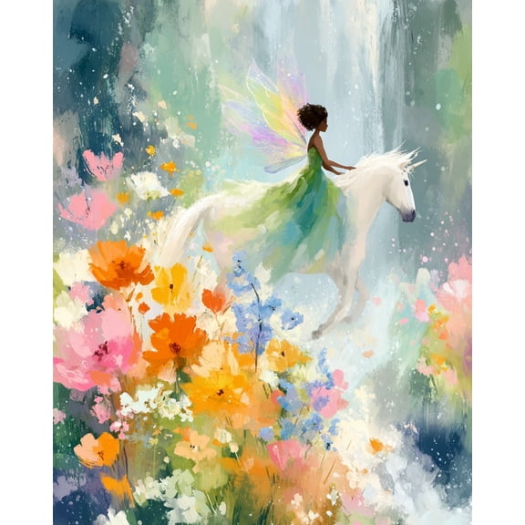 Paint by Numbers for Adults Kids Beginner Fairy Unicorn in the Flower Field DIY Acrylic Painting by Numbers Kits with Brushes Acrylic Pigment Home Decoration Gifts 16 x 20 inch