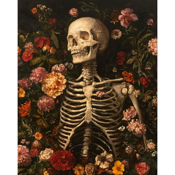 Paint by Numbers for Adults Kids Beginner Flower Grave Skeleton DIY Acrylic Painting by Numbers Kits with Brushes Acrylic Pigment Home Decoration Gifts 16 x 20 inch