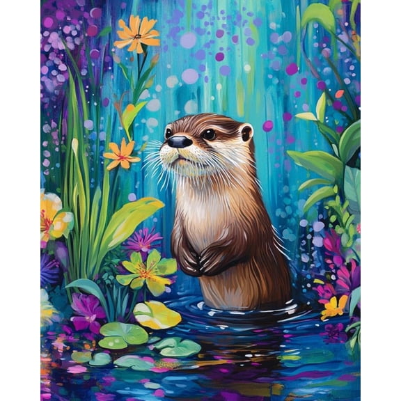 Paint by Numbers for Adults Kids Beginner Flower Language Otter DIY Acrylic Painting by Numbers Kits with Brushes Acrylic Pigment Home Decoration Gifts 16 x 20 inch