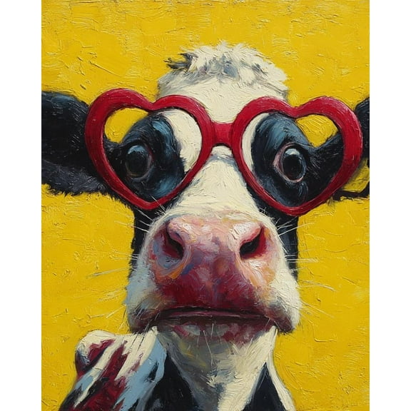 Paint by Numbers for Adults Kids Beginner Heart-beating Cow DIY Acrylic Painting by Numbers Kits with Brushes Acrylic Pigment Home Decoration Gifts 16 x 20 inch