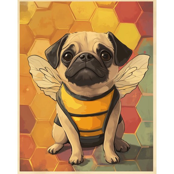 Paint by Numbers for Adults Kids Beginner Honeycomb Pug 1 DIY Acrylic Painting by Numbers Kits with Brushes Acrylic Pigment Home Decoration Gifts 16 x 20 inch