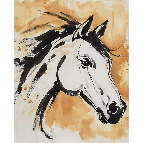 Paint by Numbers for Adults Kids Beginner Horse in the Golden Dust DIY Acrylic Painting by Numbers Kits with Brushes Acrylic Pigment Home Decoration Gifts 16 x 20 inch