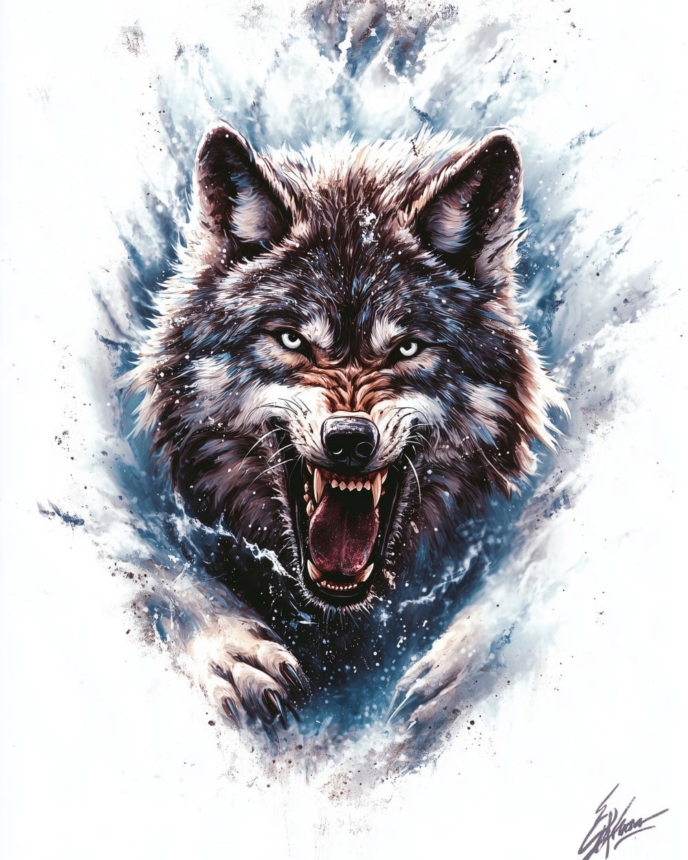 Stuff For Raging Paint by Numbers for Adults Kids Beginner Ice and Snow Raging Wolf DIY ...