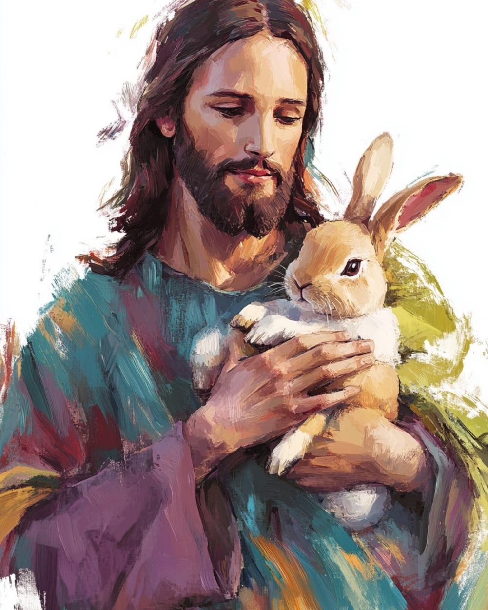 Paint by Numbers for Adults Kids Beginner Jesus and the Rabbit DIY ...
