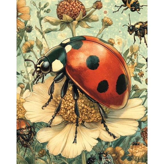 Paint by Numbers for Adults Kids Beginner Ladybug in the flower field DIY Acrylic Painting by Numbers Kits with Brushes Acrylic Pigment Home Decoration Gifts 16 x 20 inch