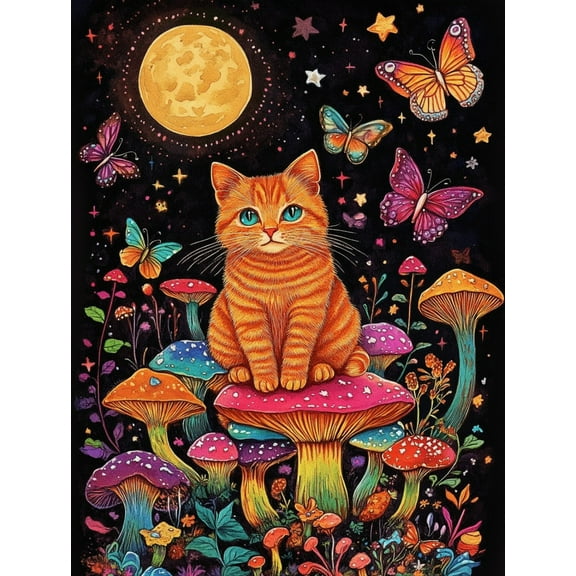 Paint by Numbers for Adults Kids Beginner Moonlit Night Orange Kitten DIY Acrylic Painting by Numbers Kits with Brushes Acrylic Pigment Home Decoration Gifts 16 x 20 inch