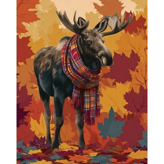 Paint by Numbers for Adults Kids Beginner Moose in the Warmth of Autumn DIY Acrylic Painting by Numbers Kits with Brushes Acrylic Pigment Home Decoration Gifts 16 x 20 inch