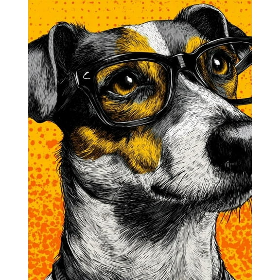 Paint by Numbers for Adults Kids Beginner Mr. Spectacles Dog DIY Acrylic Painting by Numbers Kits with Brushes Acrylic Pigment Home Decoration Gifts 16 x 20 inch
