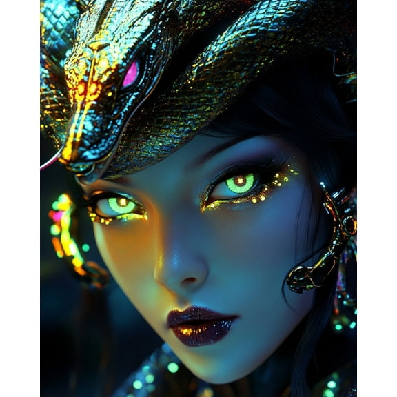 Paint by Numbers for Adults Kids Beginner Phantom of the Snake Princess DIY Acrylic Painting by Numbers Kits with Brushes Acrylic Pigment Home Decoration Gifts 16 x 20 inch