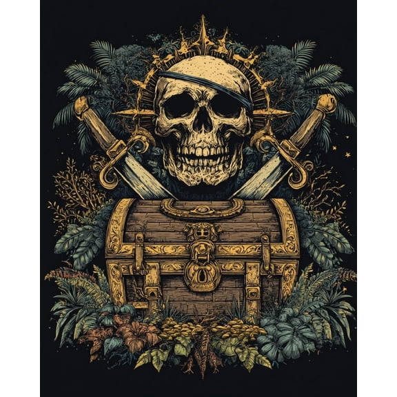 Paint by Numbers for Adults Kids Beginner Pirate Skeleton Treasure DIY Acrylic Painting by Numbers Kits with Brushes Acrylic Pigment Home Decoration Gifts 16 x 20 inch