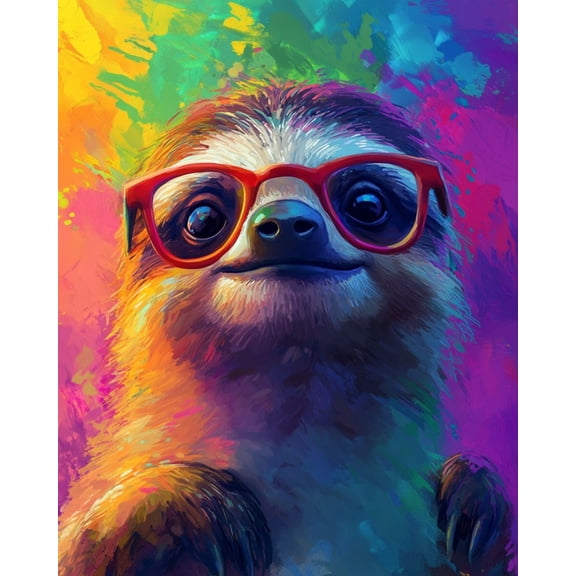 Paint by Numbers for Adults Kids Beginner Rainbow Glasses Sloth DIY Acrylic Painting by Numbers Kits with Brushes Acrylic Pigment Home Decoration Gifts 16 x 20 inch