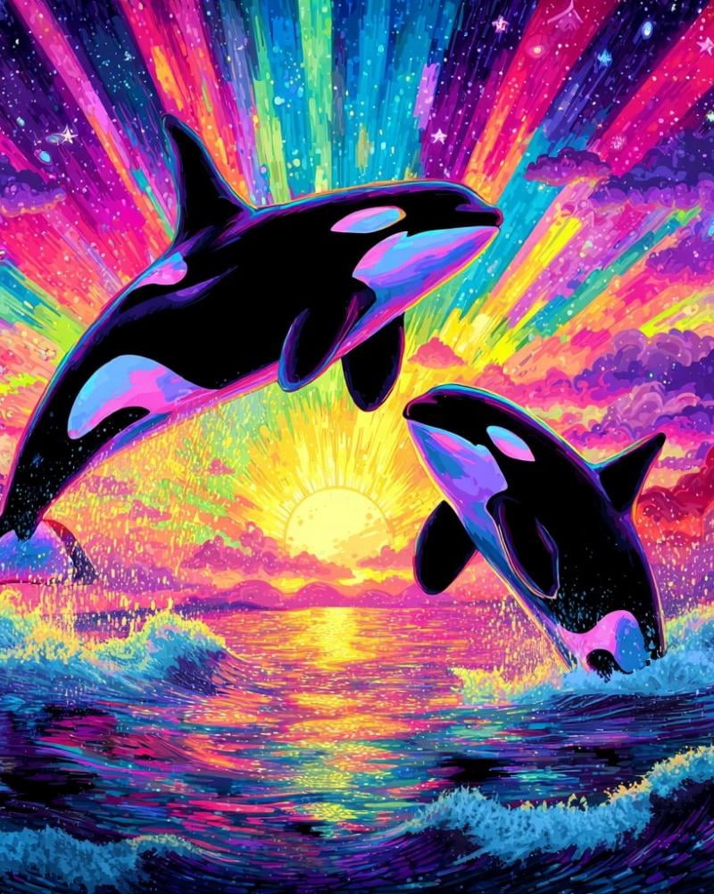 Paint by Numbers for Adults Kids Beginner Rainbow Whale Leap DIY ...