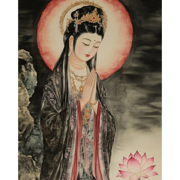 Paint by Numbers for Adults -Moon Wheel Guanyin-Acrylic Easy Paint by Numbers for Adults Beginner DIY Painting by Numbers for Gift Home Wall Decor 16”W x 20”L