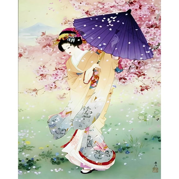 Paint by Numbers for Adults - Sakura Japanese Geisha - Acrylic Easy Paint by Numbers for Adults Beginner DIY Painting by Numbers for Gift Home Wall Decor 16”W x 20”L-