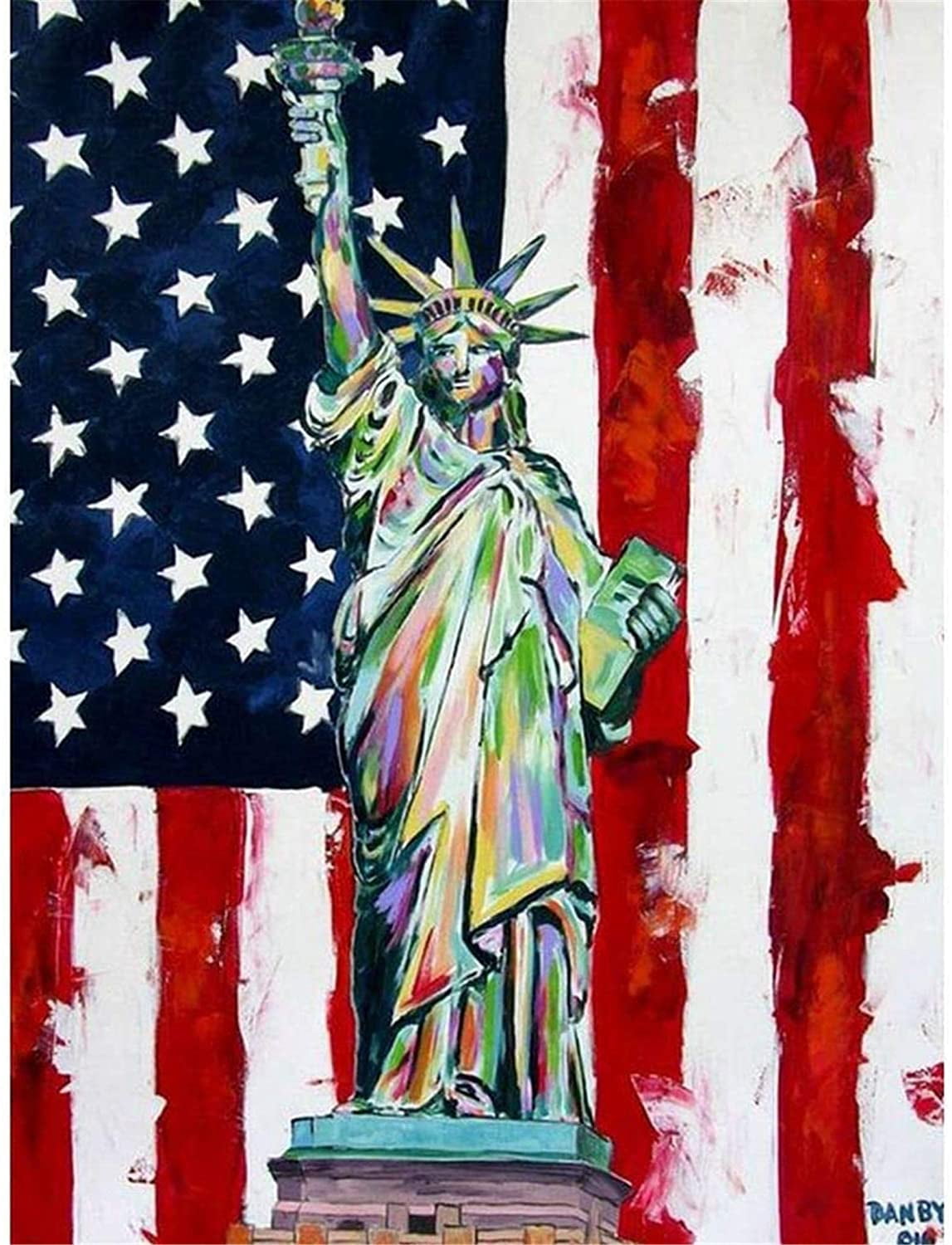 Paint by Numbers for Adults - Statue of Liberty Flag - Acrylic Easy ...