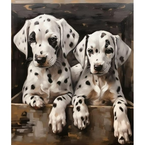 Paint by Numbers for Adults -Two Dalmatians- Acrylic Easy Paint by Numbers for Adults Beginner DIY Painting by Numbers for Gift Home Wall Decor 16”W x 20”L-