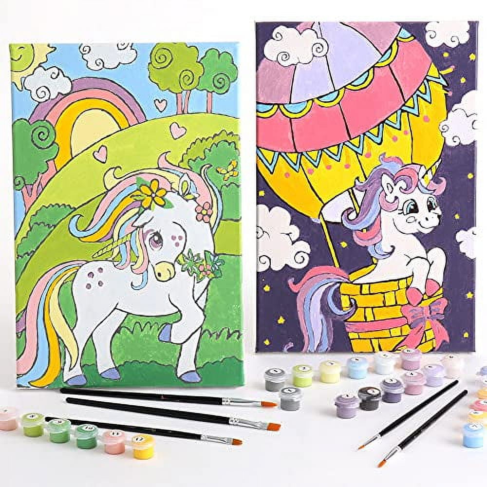 CRAFTBARN 2 Framed Paint by Numbers for Kids Ages 8-12 - Easy to Follow  Paint by Number for Adults and Kids - Paint by Numbers for Adults - Unicorn