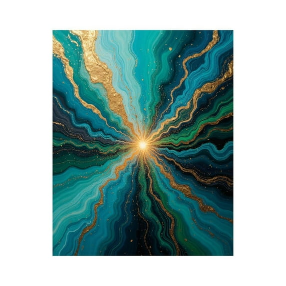 Paint by Numbers Kit for Adults, Abstract Teal Gold Radiant Burst Paint by Numbers, Easy Paint by Numbers Kit for Adults Beginner, DIY Adult Paint by Number Kits on Canvas, Home Decor