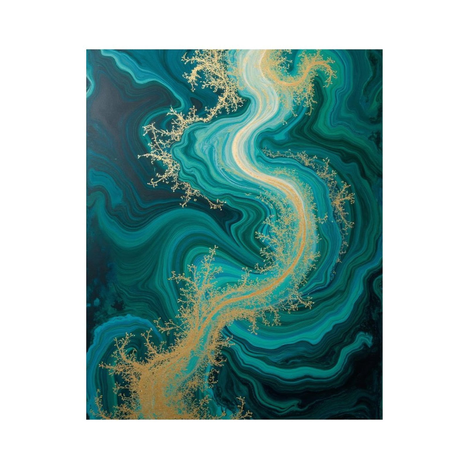 Paint by Numbers Kit for Adults, Abstract Teal Gold Swirl Art Paint by Numbers, Easy Paint by Numbers Kit for Adults Beginner, DIY Adult Paint by Number Kits on Canvas, Home Decor