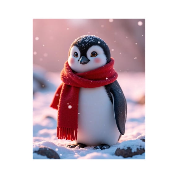 Paint by Numbers Kit for Adults, Adorable Penguin In Red Scarf Snow Paint by Numbers, Easy Paint by Numbers Kit for Adults Beginner, DIY Adult Paint by Number Kits on Canvas, 12x16in Home Decor