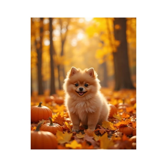 Paint by Numbers Kit for Adults, Adorable Pomeranian Autumn Pumpkins Paint by Numbers, Easy Paint by Numbers Kit for Adults Beginner, DIY Adult Paint by Number Kits on Canvas, Home Decor