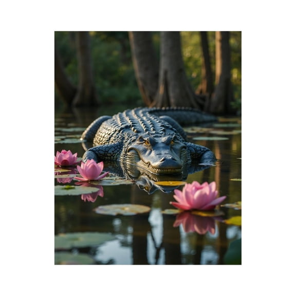 Paint by Numbers Kit for Adults, Alligator Water Lilies Calm Pond Paint by Numbers, Easy Paint by Numbers Kit for Adults Beginner, DIY Adult Paint by Number Kits on Canvas, 12x16in Home Decor